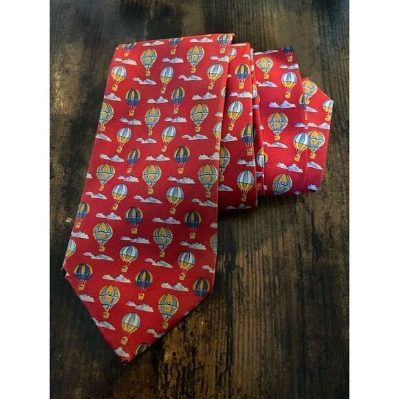 Vintage Burberry Air Balloon Silk Tie / holes at the bottom - Picture 1 of 7
